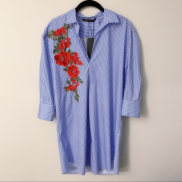 Zara Tops - Zara Striped Floral Tunic Dress